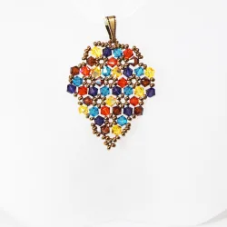 Pendant 30cm - Xochitl Grapes-Yellow Organza - Pendant 30cm - Laiton bronze